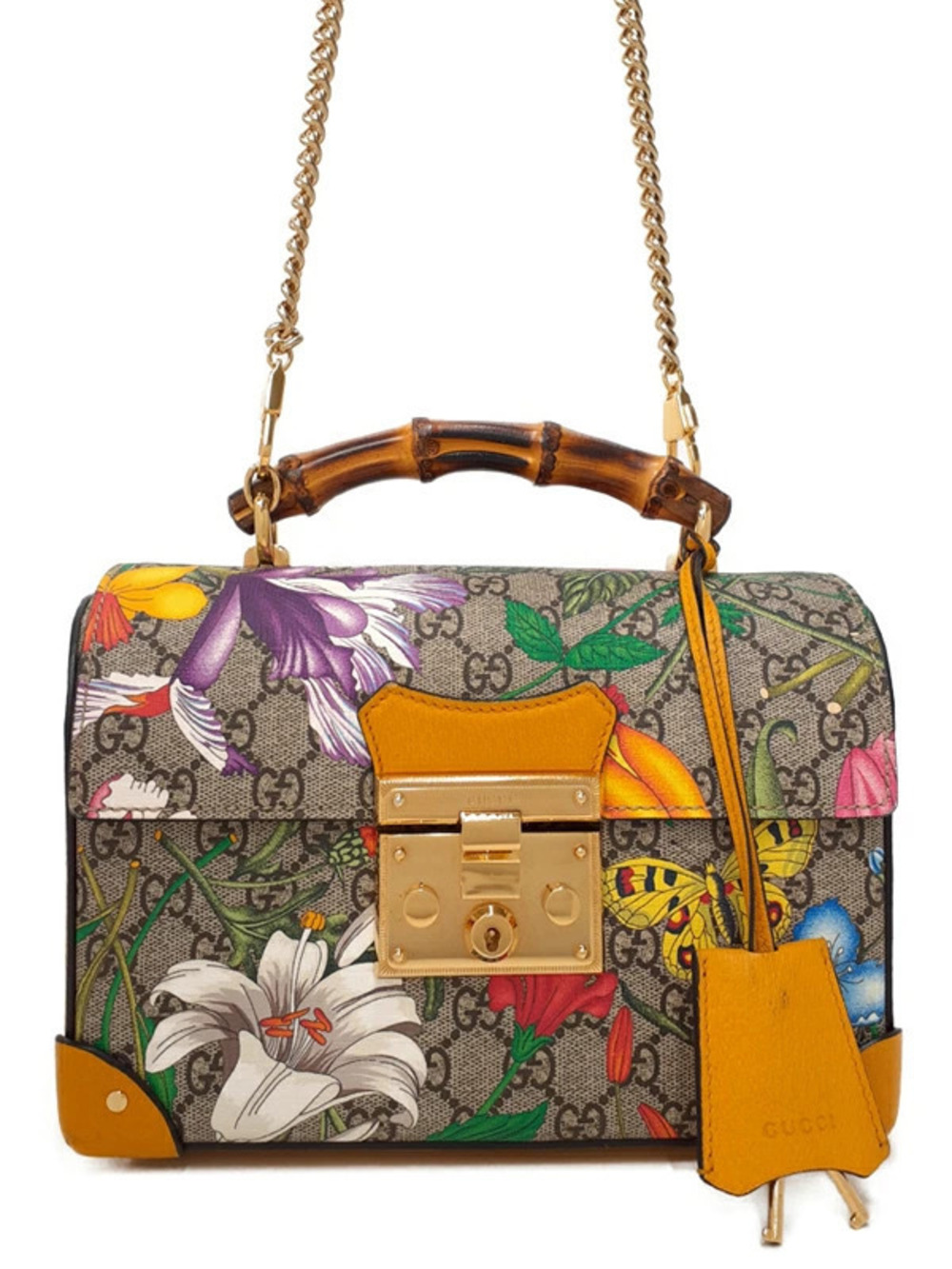 Gucci GG Flora Flower Bamboo Handbag